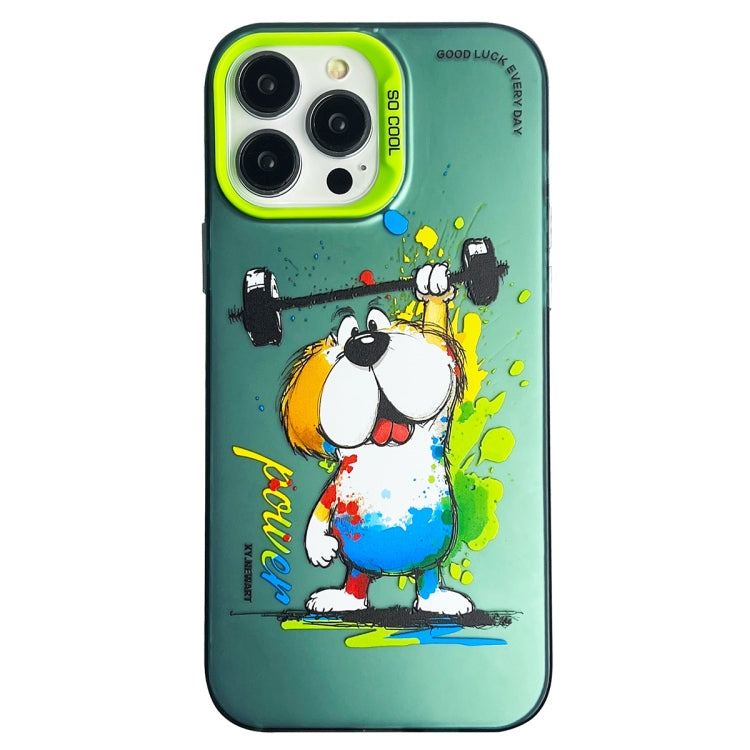Double Layer Color Silver Series Animal Oil Painting Phone Case, For iPhone 15, For iPhone 13 Pro Max