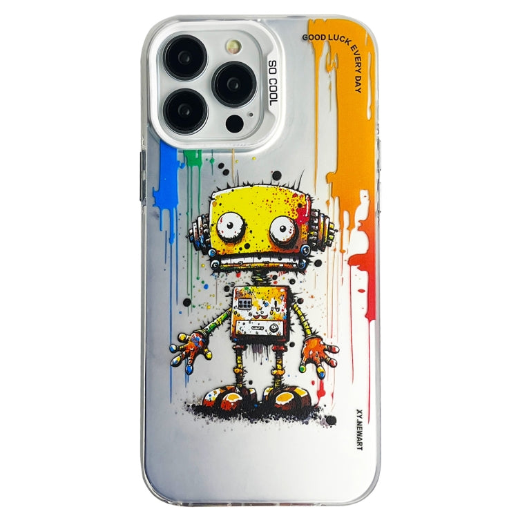 Double Layer Color Silver Series Animal Oil Painting Phone Case, For iPhone 15, For iPhone 13 Pro Max