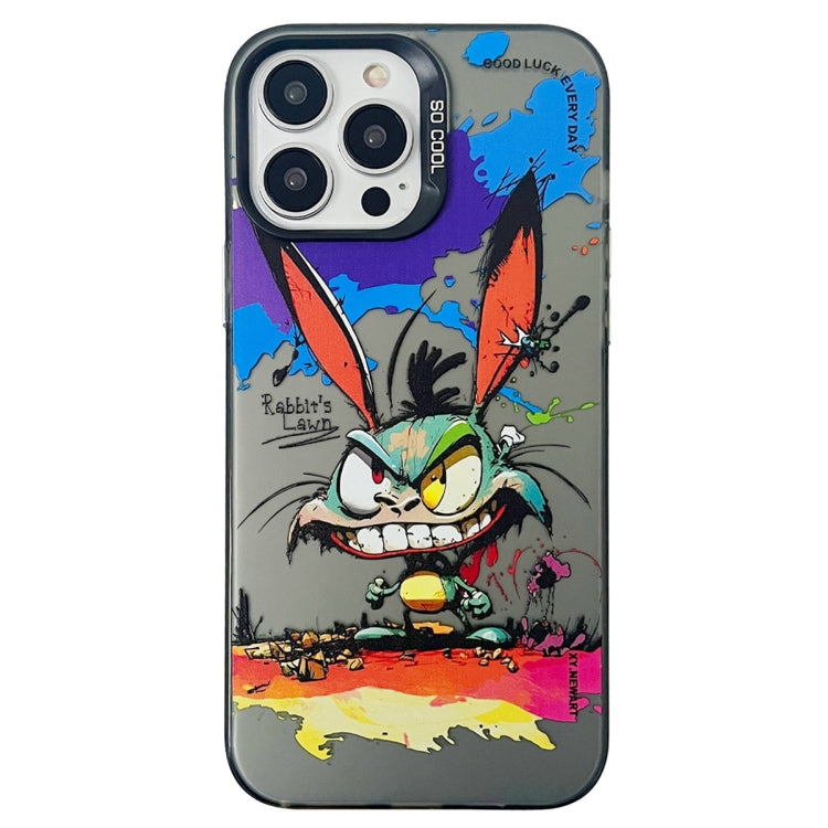 Double Layer Color Silver Series Animal Oil Painting Phone Case, For iPhone 15, For iPhone 13 Pro Max