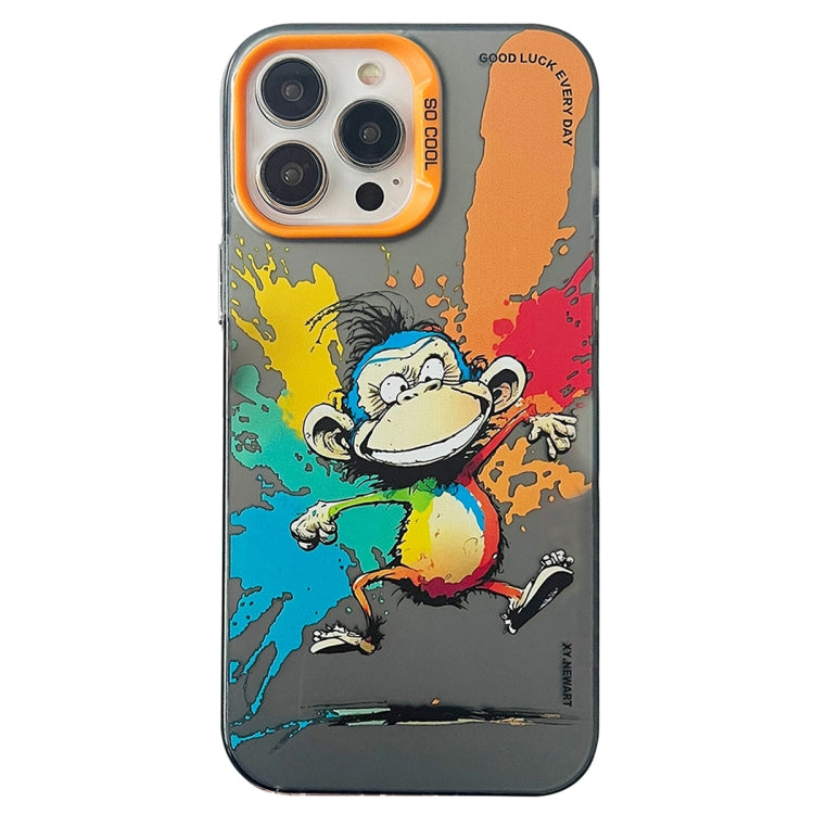 Double Layer Color Silver Series Animal Oil Painting Phone Case, For iPhone 15, For iPhone 13 Pro Max