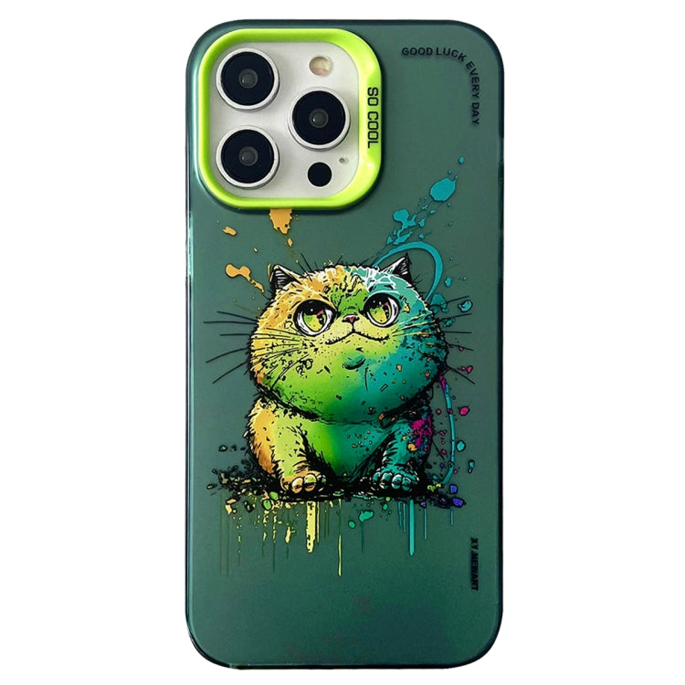 Double Layer Color Silver Series Animal Oil Painting Phone Case, For iPhone 13 Pro, For iPhone 13