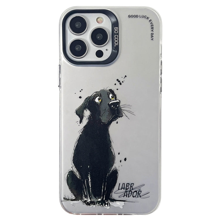 Double Layer Color Silver Series Animal Oil Painting Phone Case, For iPhone 13 Pro, For iPhone 13
