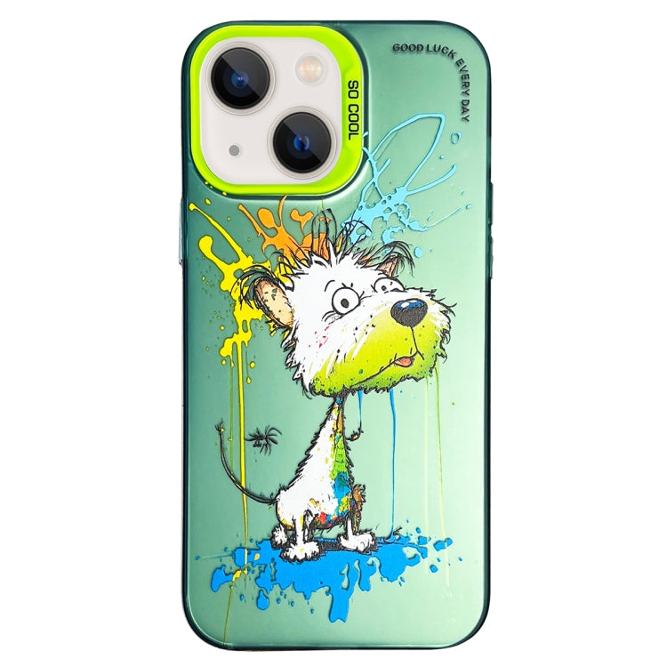 Double Layer Color Silver Series Animal Oil Painting Phone Case, For iPhone 13 Pro, For iPhone 13