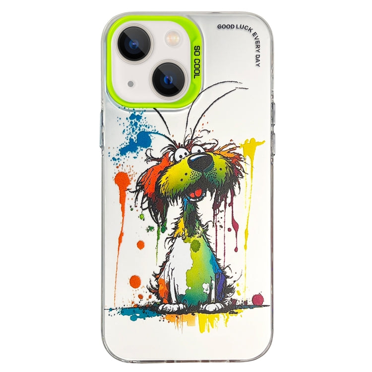 Double Layer Color Silver Series Animal Oil Painting Phone Case, For iPhone 13 Pro, For iPhone 13