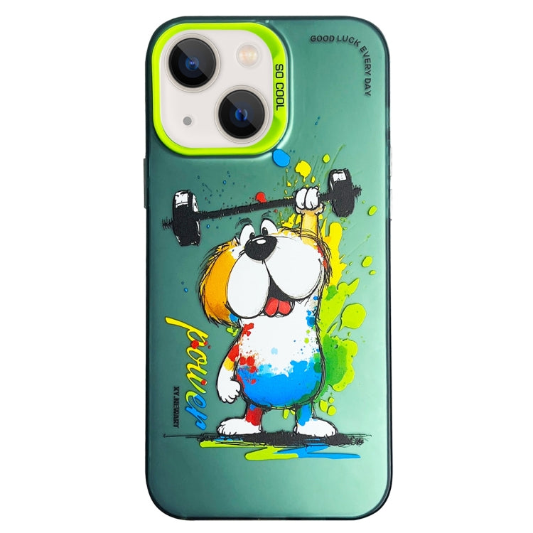 Double Layer Color Silver Series Animal Oil Painting Phone Case, For iPhone 13 Pro, For iPhone 13