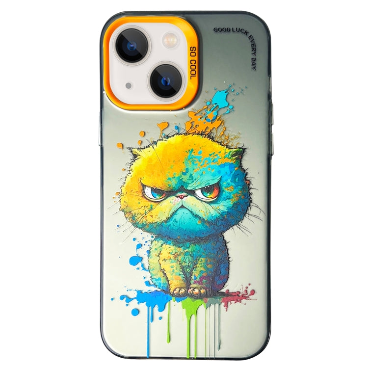 Double Layer Color Silver Series Animal Oil Painting Phone Case, For iPhone 13 Pro, For iPhone 13