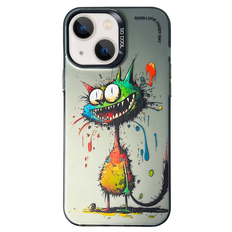 Double Layer Color Silver Series Animal Oil Painting Phone Case, For iPhone 13 Pro, For iPhone 13