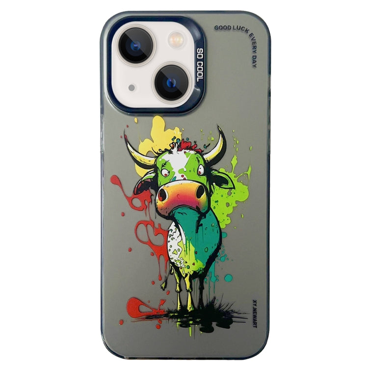 Double Layer Color Silver Series Animal Oil Painting Phone Case, For iPhone 13 Pro, For iPhone 13