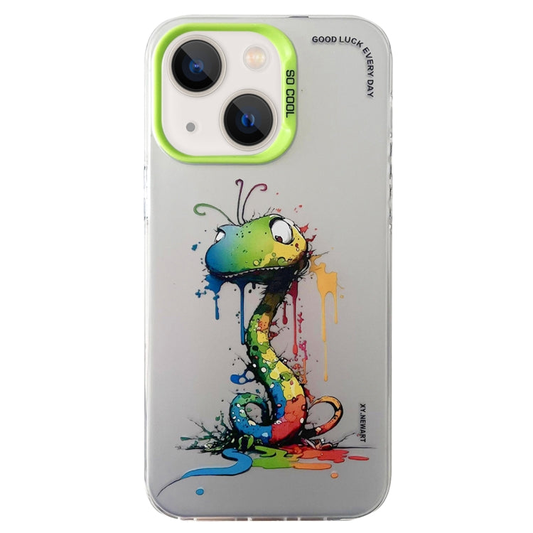 Double Layer Color Silver Series Animal Oil Painting Phone Case, For iPhone 13 Pro, For iPhone 13