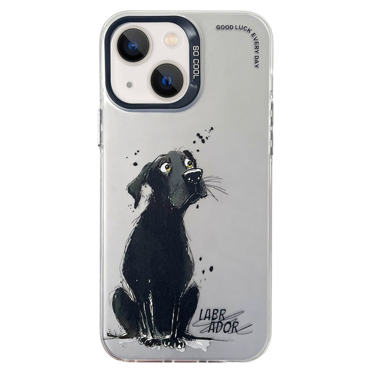 Double Layer Color Silver Series Animal Oil Painting Phone Case, For iPhone 13 Pro, For iPhone 13