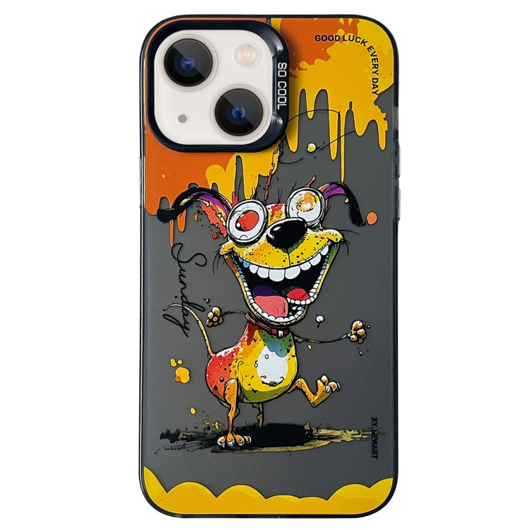Double Layer Color Silver Series Animal Oil Painting Phone Case, For iPhone 13 Pro, For iPhone 13