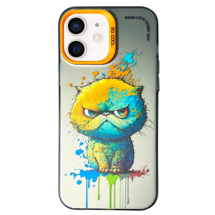 Double Layer Color Silver Series Animal Oil Painting Phone Case, For iPhone 12, For iPhone 12 Pro Max