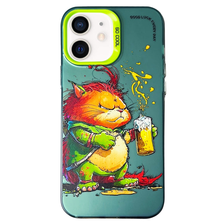 Double Layer Color Silver Series Animal Oil Painting Phone Case, For iPhone 12, For iPhone 12 Pro Max