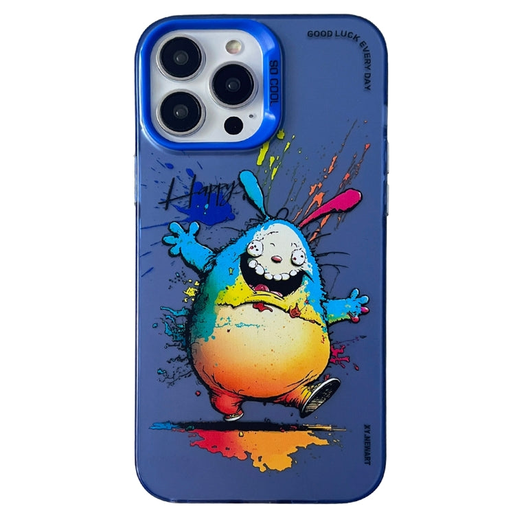 Double Layer Color Silver Series Animal Oil Painting Phone Case, For iPhone 14 Pro, For iPhone 15 Pro
