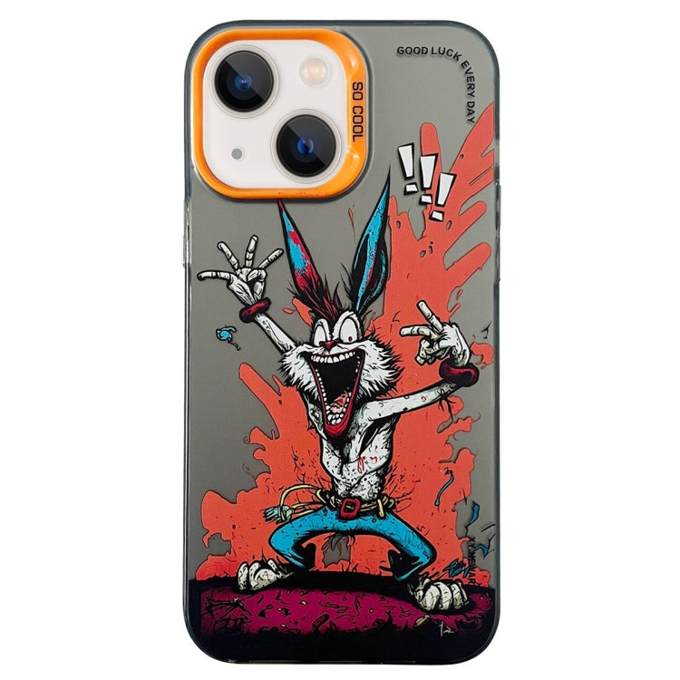 Double Layer Color Silver Series Animal Oil Painting Phone Case, For iPhone 15 Plus, For iPhone 14 Pro Max