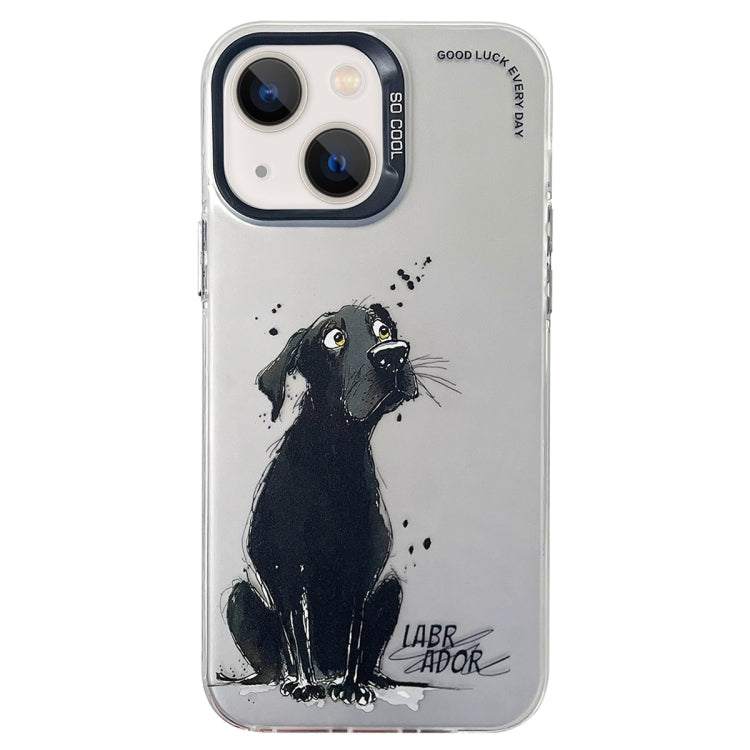 Double Layer Color Silver Series Animal Oil Painting Phone Case, For iPhone 15 Plus, For iPhone 14 Pro Max