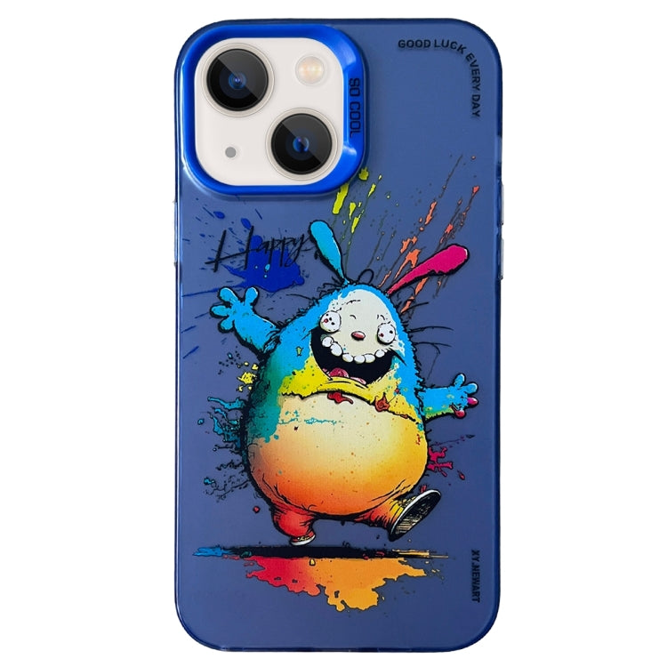 Double Layer Color Silver Series Animal Oil Painting Phone Case, For iPhone 15 Plus, For iPhone 14 Pro Max