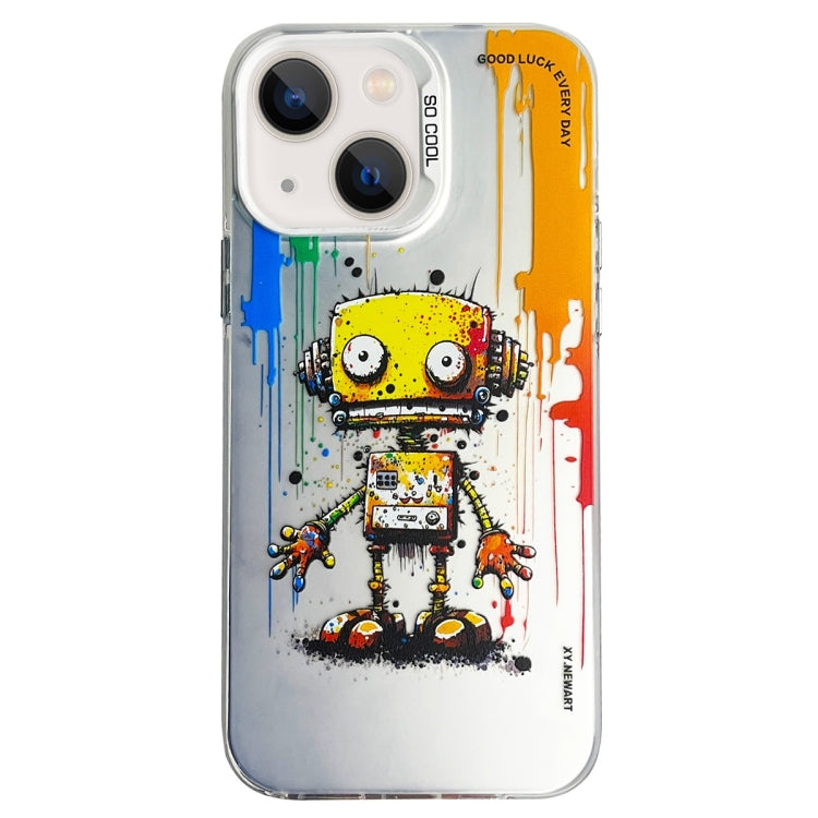 Double Layer Color Silver Series Animal Oil Painting Phone Case, For iPhone 15, For iPhone 13 Pro Max
