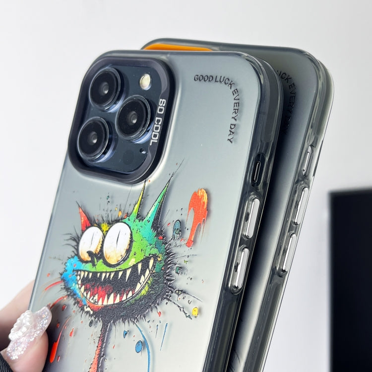 Double Layer Color Silver Series Animal Oil Painting Phone Case, For iPhone 15 Plus, For iPhone 14 Pro Max
