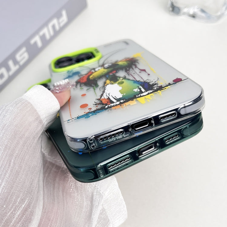 Double Layer Color Silver Series Animal Oil Painting Phone Case, For iPhone 12 Pro, For iPhone 11