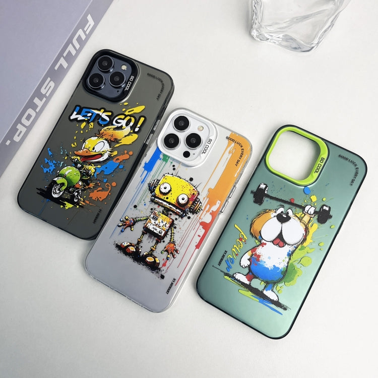 Double Layer Color Silver Series Animal Oil Painting Phone Case, For iPhone 12, For iPhone 12 Pro Max