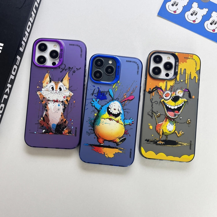 Double Layer Color Silver Series Animal Oil Painting Phone Case, For iPhone 12, For iPhone 12 Pro Max