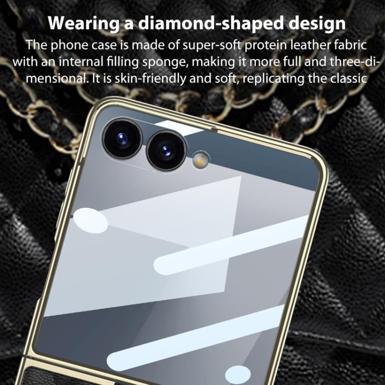 GKK Integrated Plating Diamond Texture PU Phone Case with Ring, For Samsung Galaxy Z Flip6/7 FE, For Samsung Galaxy Z Flip7 5G, For Samsung Galaxy Z Flip5