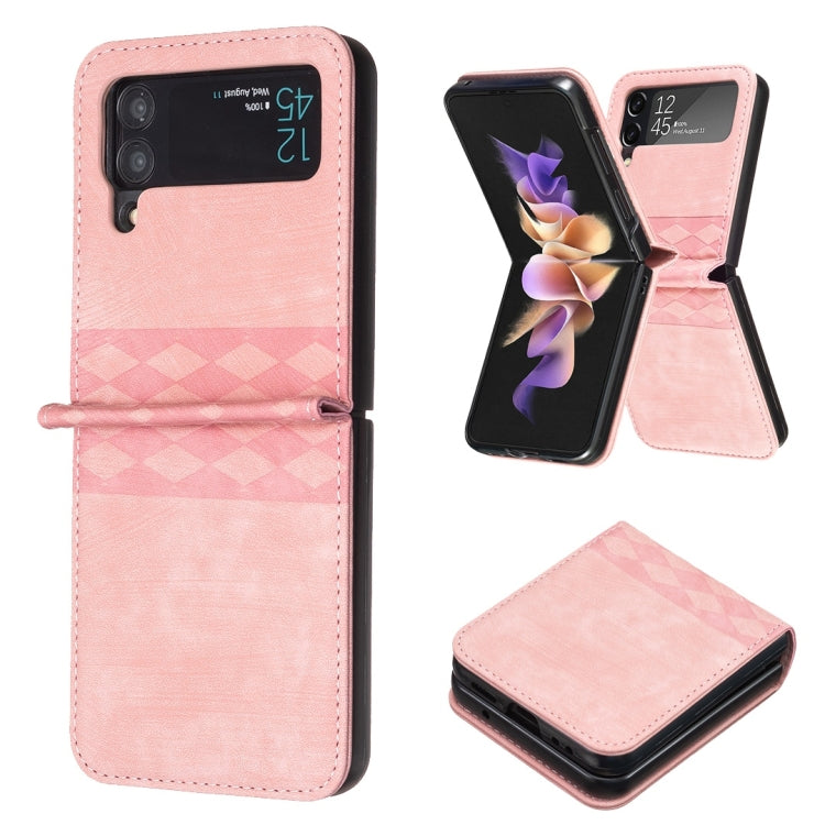 Plaid Embossed Leather Phone Case, For Samsung Galaxy Z Flip6 / Flip7 FE, For Samsung Galaxy Z Flip5, For Samsung Galaxy Z Flip4, For Samsung Galaxy Z Flip3 5G