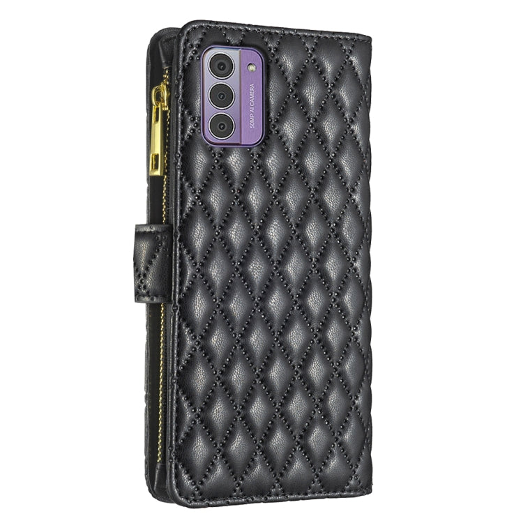 Diamond Lattice Zipper Wallet Leather Flip Phone Case, For Nokia G42/G310