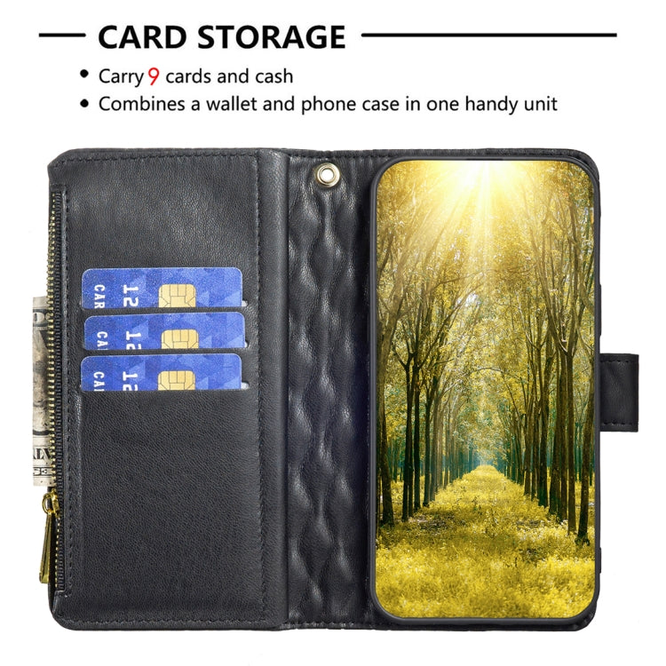 Diamond Lattice Zipper Wallet Leather Flip Phone Case, For Nokia G42/G310