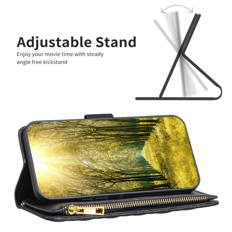 Diamond Lattice Zipper Wallet Leather Flip Phone Case, For Nokia G42/G310