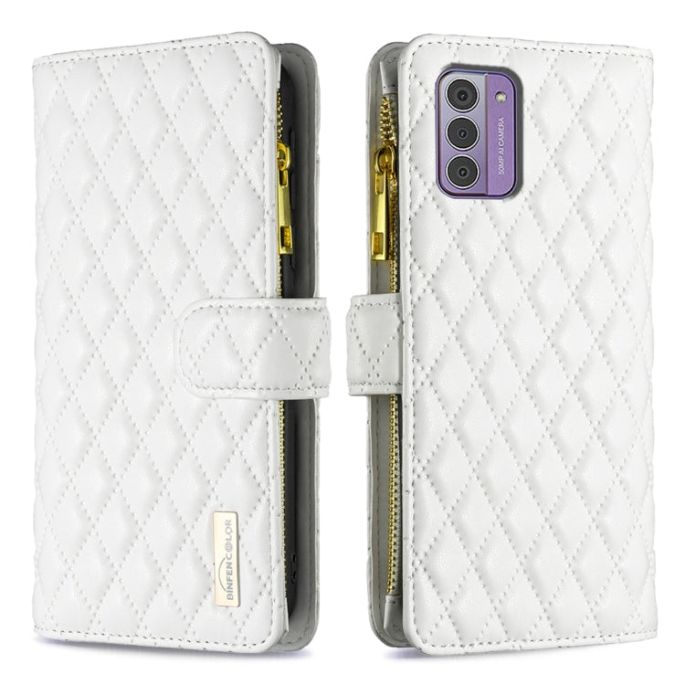 Diamond Lattice Zipper Wallet Leather Flip Phone Case, For Nokia G42/G310