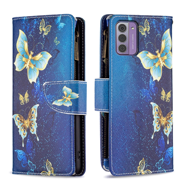 Colored Drawing Pattern Zipper Leather Phone Case, For Nokia G42/G310