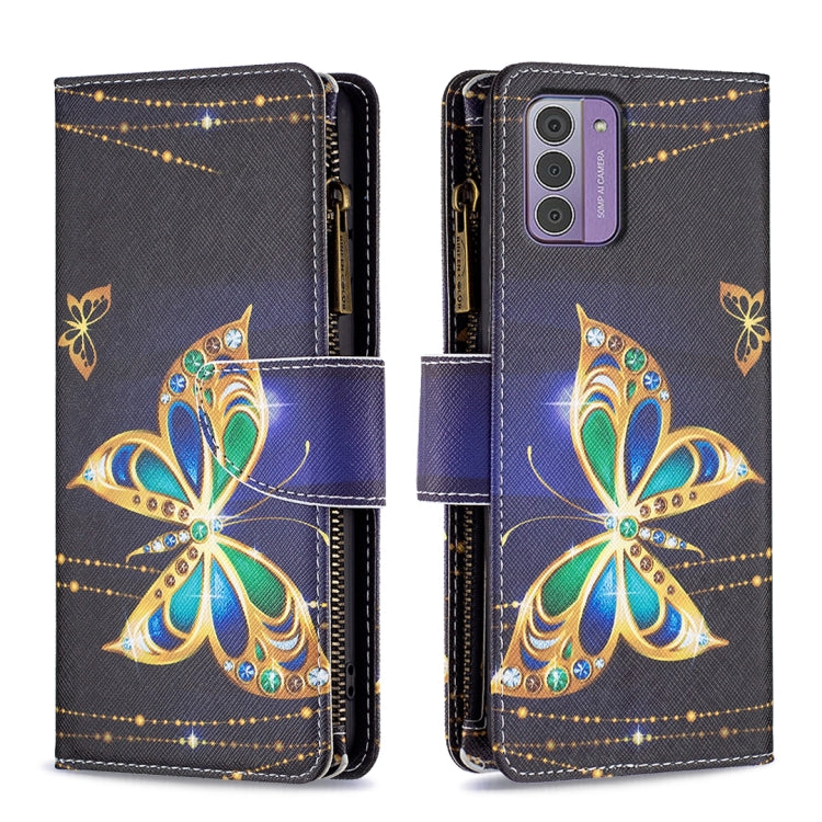 Colored Drawing Pattern Zipper Leather Phone Case, For Nokia G42/G310