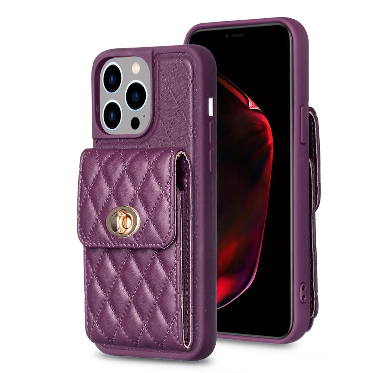 Vertical Wallet Rhombic Leather Phone Case, For iPhone 15 Pro Max, For iPhone 15 Pro, For iPhone 15 Plus, For iPhone 15
