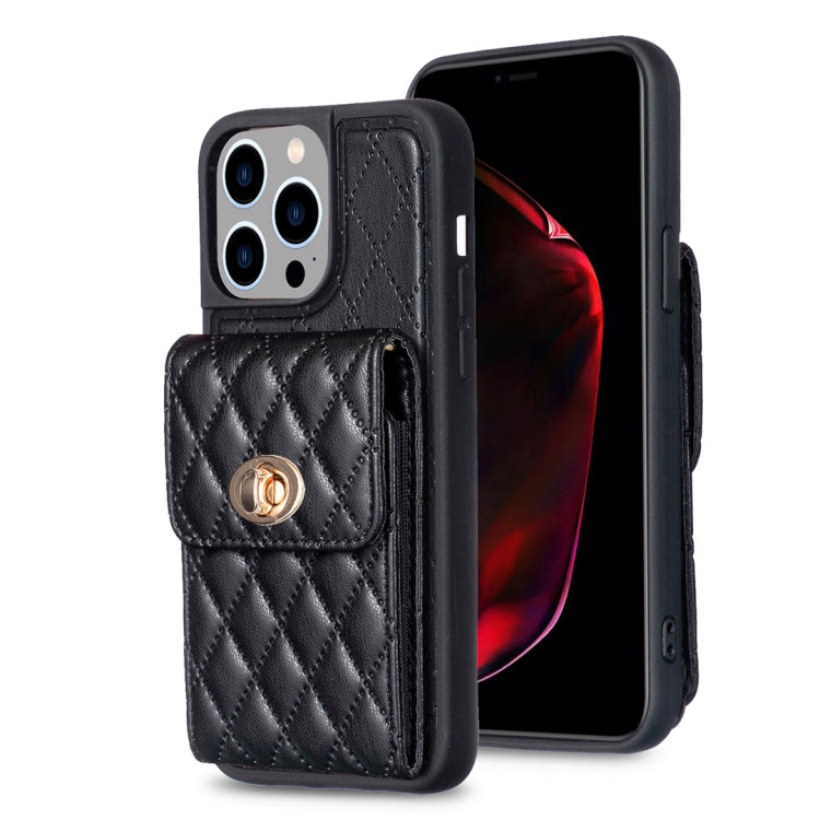 Vertical Wallet Rhombic Leather Phone Case, For iPhone 15 Pro Max, For iPhone 15 Pro, For iPhone 15 Plus, For iPhone 15
