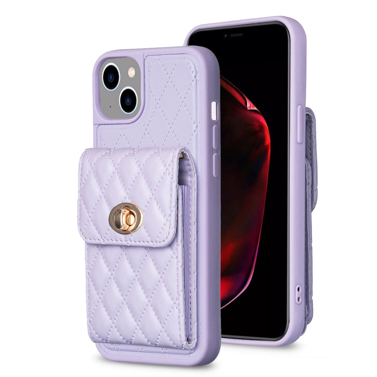 Vertical Wallet Rhombic Leather Phone Case, For iPhone 15 Pro Max, For iPhone 15 Pro, For iPhone 15 Plus, For iPhone 15