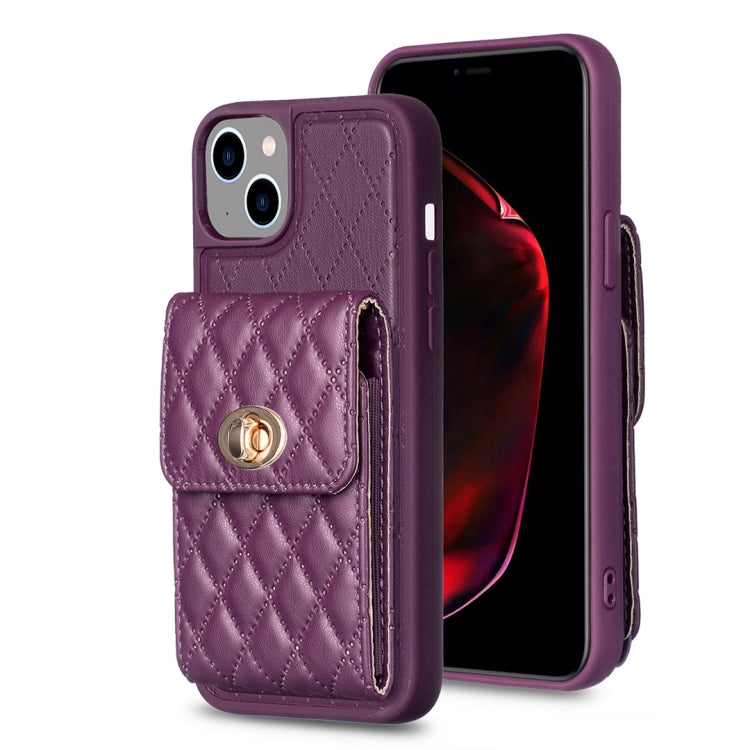 Vertical Wallet Rhombic Leather Phone Case, For iPhone 15 Pro Max, For iPhone 15 Pro, For iPhone 15 Plus, For iPhone 15
