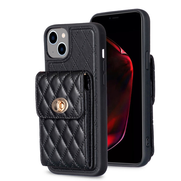 Vertical Wallet Rhombic Leather Phone Case, For iPhone 15 Pro Max, For iPhone 15 Pro, For iPhone 15 Plus, For iPhone 15