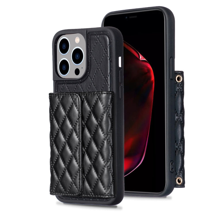 Horizontal Wallet Rhombic Leather Phone Case, For iPhone 15 Pro Max, For iPhone 15 Pro, For iPhone 15 Plus, For iPhone 15