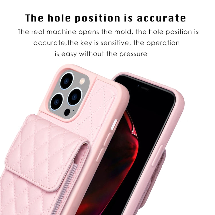 Vertical Wallet Rhombic Leather Phone Case, For iPhone 15 Pro Max, For iPhone 15 Pro, For iPhone 15 Plus, For iPhone 15