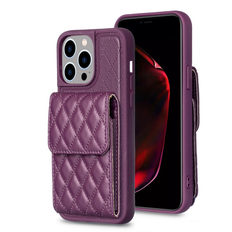 Vertical Wallet Rhombic Leather Phone Case, For iPhone 15 Pro Max, For iPhone 15 Pro, For iPhone 15 Plus, For iPhone 15