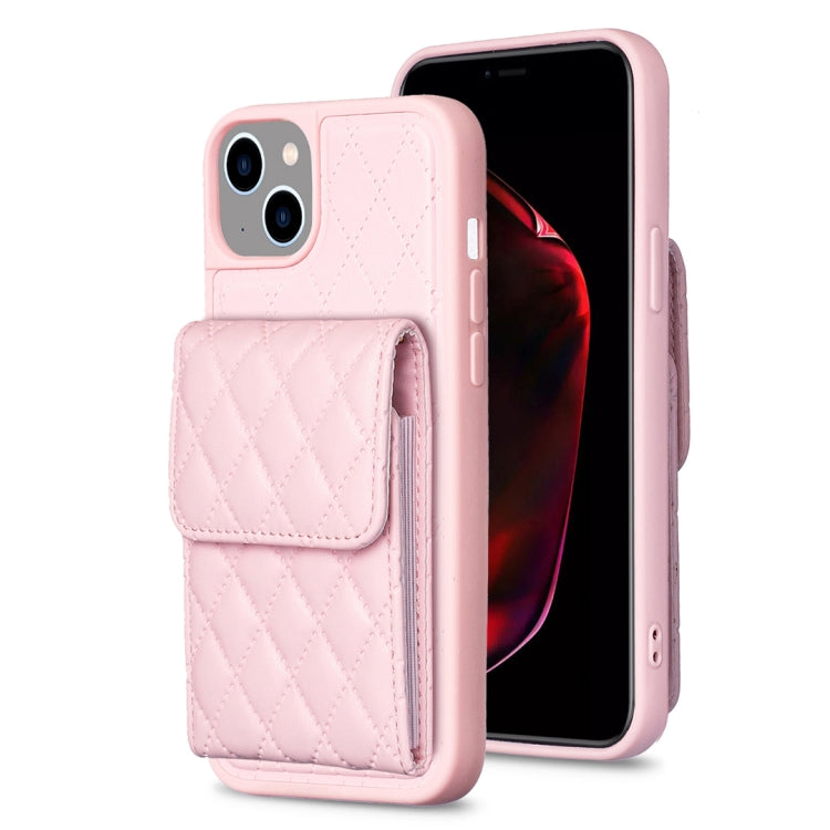 Vertical Wallet Rhombic Leather Phone Case, For iPhone 15 Pro Max, For iPhone 15 Pro, For iPhone 15 Plus, For iPhone 15