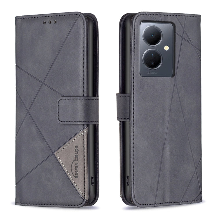 Magnetic Buckle Rhombus Texture Leather Phone Case, For vivo Y03 4G Global, For vivo Y200 5G, For vivo Y78 5G, For vivo Y27 4G