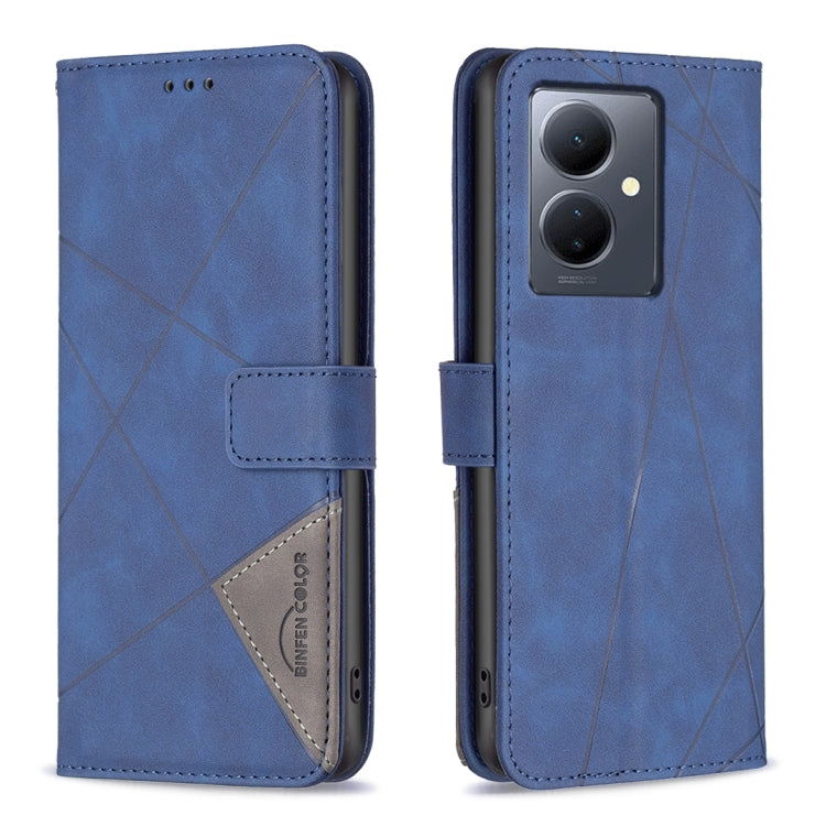 Magnetic Buckle Rhombus Texture Leather Phone Case, For vivo Y03 4G Global, For vivo Y200 5G, For vivo Y78 5G, For vivo Y27 4G