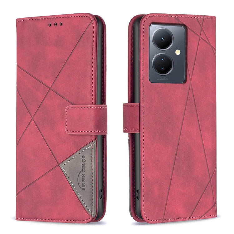 Magnetic Buckle Rhombus Texture Leather Phone Case, For vivo Y03 4G Global, For vivo Y200 5G, For vivo Y78 5G, For vivo Y27 4G