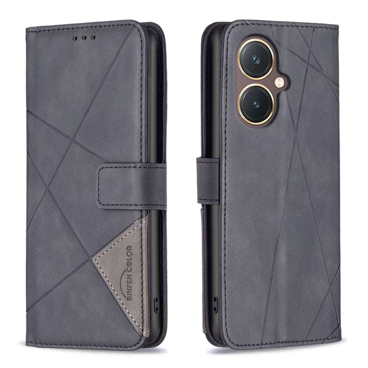 Magnetic Buckle Rhombus Texture Leather Phone Case, For vivo Y03 4G Global, For vivo Y200 5G, For vivo Y78 5G, For vivo Y27 4G