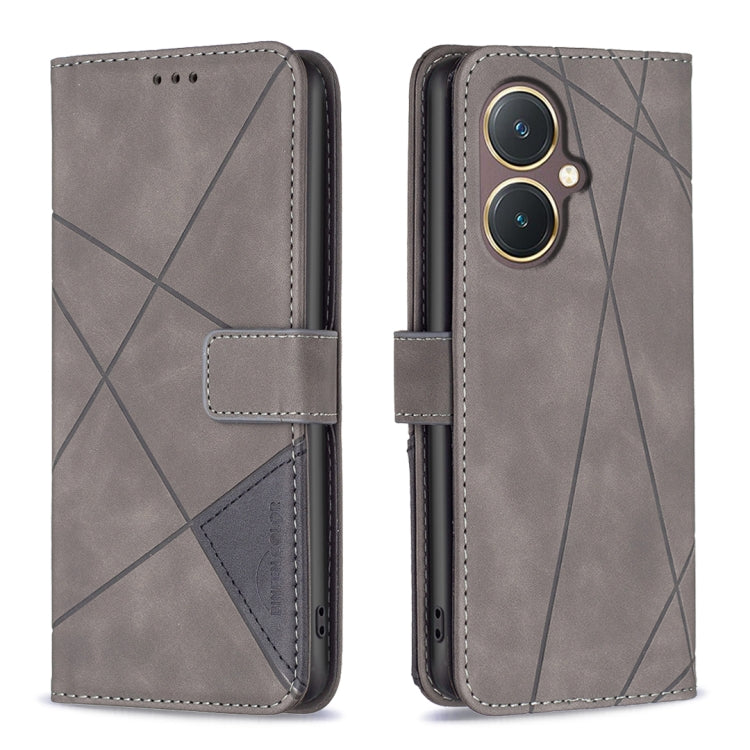 Magnetic Buckle Rhombus Texture Leather Phone Case, For vivo Y03 4G Global, For vivo Y200 5G, For vivo Y78 5G, For vivo Y27 4G