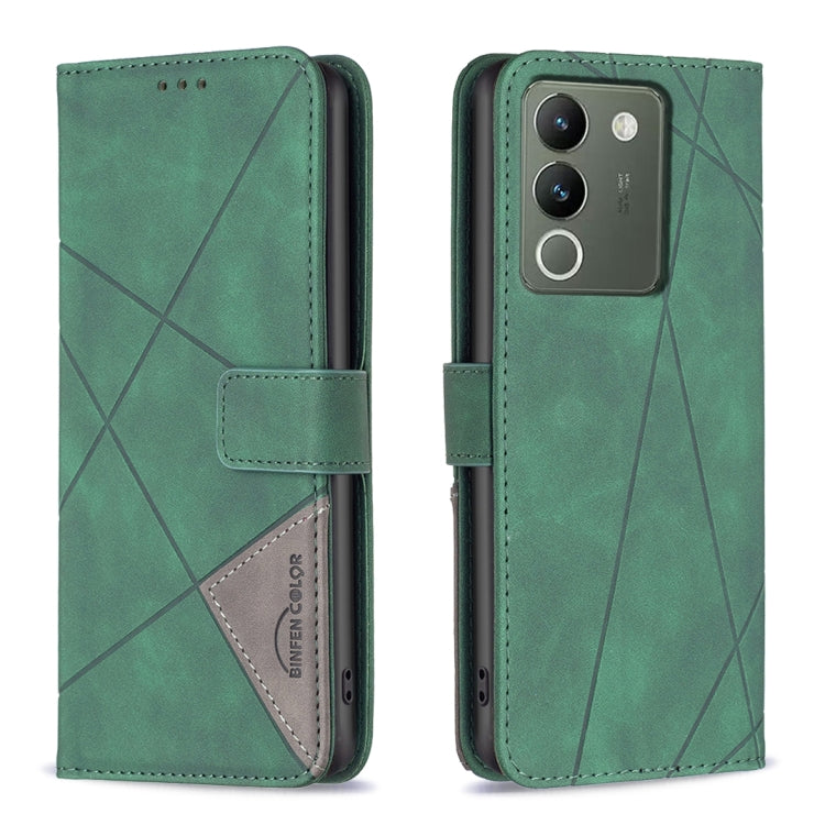 Magnetic Buckle Rhombus Texture Leather Phone Case, For vivo Y03 4G Global, For vivo Y200 5G, For vivo Y78 5G, For vivo Y27 4G