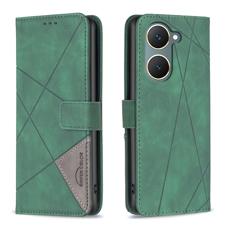 Magnetic Buckle Rhombus Texture Leather Phone Case, For vivo Y03 4G Global, For vivo Y200 5G, For vivo Y78 5G, For vivo Y27 4G